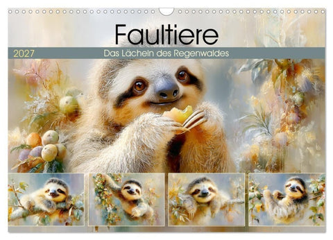 Faultiere. Das Lächeln des Regenwaldes (Wandkalender 2027 DIN A3 quer), CALVENDO Monatskalender