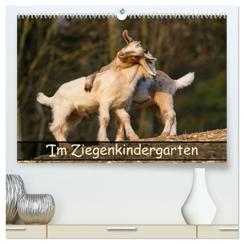 Im Ziegenkindergarten (hochwertiger Premium Wandkalender 2027 DIN A2 quer), Kunstdruck in Hochglanz