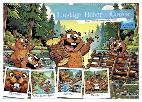 Lustige Biber - Comic (Wandkalender 2027 DIN A2 quer), CALVENDO Monatskalender