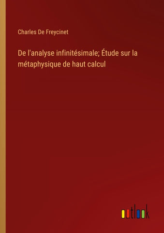 De l'analyse infinitésimale; Étude sur la métaphysique de haut calcul