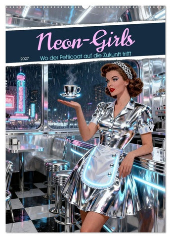 Neon-Girls (Wandkalender 2027 DIN A2 hoch), CALVENDO Monatskalender