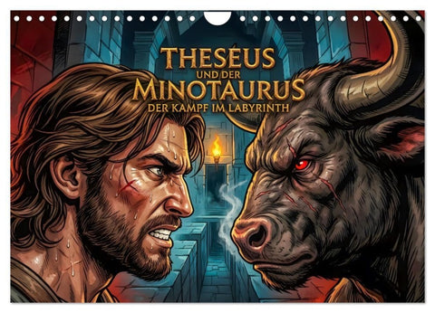 Theseus und der Minotaurus - Der Kampf im Labyrinth (Wandkalender 2027 DIN A4 quer), CALVENDO Monatskalender