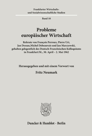 Probleme europäischer Wirtschaft.