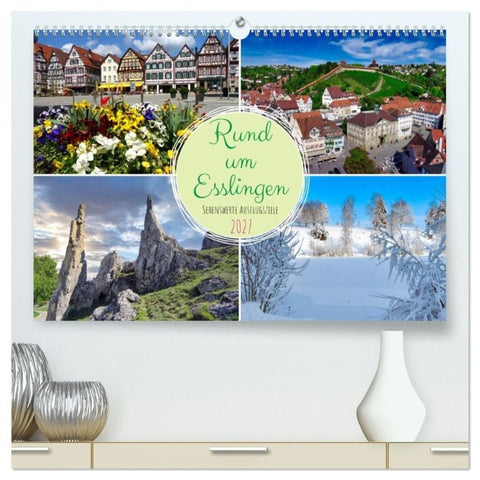 Rund um Esslingen (hochwertiger Premium Wandkalender 2027 DIN A2 quer), Kunstdruck in Hochglanz