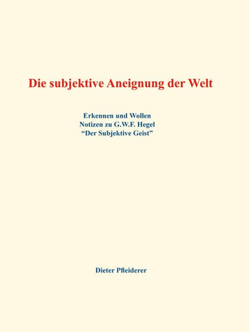 Die subjektive Aneignung der Welt