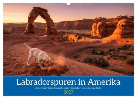 Labradorspuren in Amerika (Wandkalender 2027 DIN A2 quer), CALVENDO Monatskalender