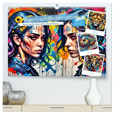 Street Art Sternzeichen (hochwertiger Premium Wandkalender 2027 DIN A2 quer), Kunstdruck in Hochglanz