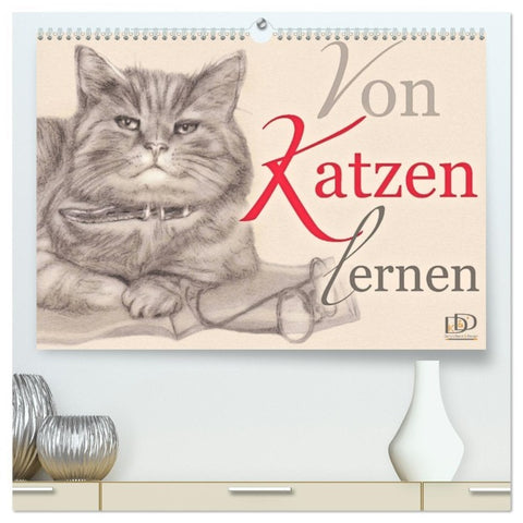 Von Katzen lernen (hochwertiger Premium Wandkalender 2026 DIN A2 quer), Kunstdruck in Hochglanz