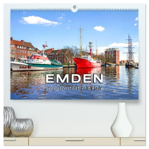 EMDEN Seehafenstadt mit Flair (hochwertiger Premium Wandkalender 2026 DIN A2 quer), Kunstdruck in Hochglanz