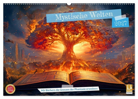 Mystische Welten - Mit Büchern die Grenzen der Phantasie erweitern (Wandkalender 2027 DIN A2 quer), CALVENDO Monatskalender