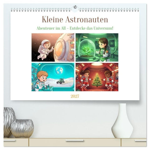 Kleine Astronauten (hochwertiger Premium Wandkalender 2027 DIN A2 quer), Kunstdruck in Hochglanz