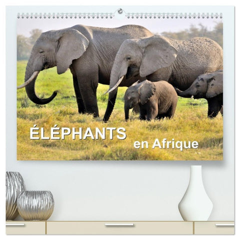 Éléphants en Afrique  (Calendrier mural 2026 DIN A2 vertical) calendrier de bureau