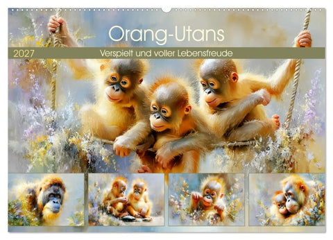 Orang-Utans. Verspielt und voller Lebensfreude (Wandkalender 2027 DIN A2 quer), CALVENDO Monatskalender