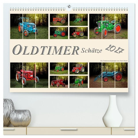 Oldtimer Schätze. Ein Traktoren-Kalender (hochwertiger Premium Wandkalender 2027 DIN A2 quer), Kunstdruck in Hochglanz
