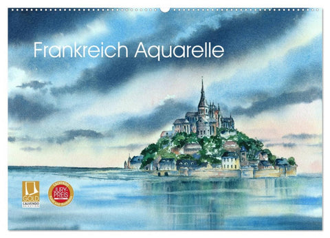 Frankreich Aquarelle (Wandkalender 2026 DIN A2 quer), CALVENDO Monatskalender