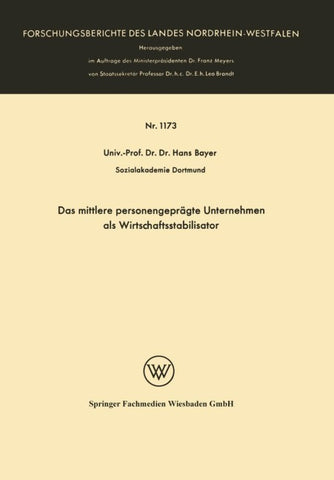 Das mittlere personengeprägte Unternehmen als Wirtschaftsstabilisator