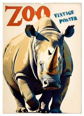 Zoo Vintage-Poster (Wandkalender 2027 DIN A2 hoch), CALVENDO Monatskalender