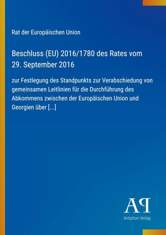 Beschluss (EU) 2016/1780 des Rates vom 29. September 2016