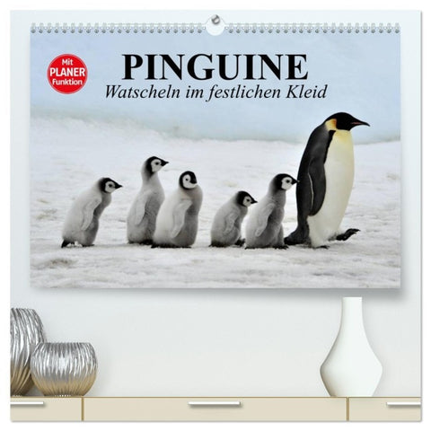 Pinguine - Watscheln im festlichen Kleid (hochwertiger Premium Wandkalender 2026 DIN A2 quer), Kunstdruck in Hochglanz