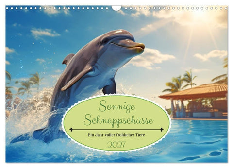 Sonnige Schnappschüsse - Ein Jahr voller fröhlicher Tiere (Wandkalender 2027 DIN A3 quer), CALVENDO Monatskalender
