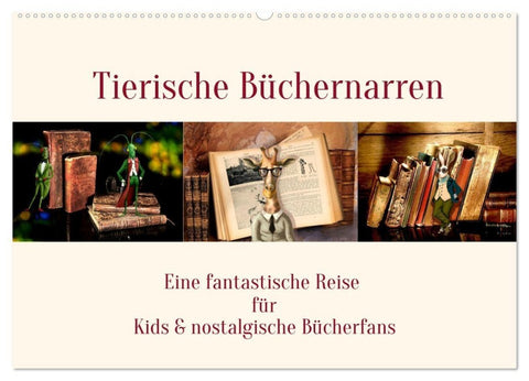 Tierische Büchernarren (Wandkalender 2027 DIN A2 quer), CALVENDO Monatskalender