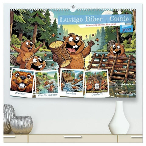 Lustige Biber - Comic (hochwertiger Premium Wandkalender 2027 DIN A2 quer), Kunstdruck in Hochglanz