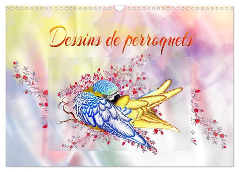 Dessins de perroquets (Calendrier mural 2026 DIN A3 vertical), CALVENDO calendrier mensuel