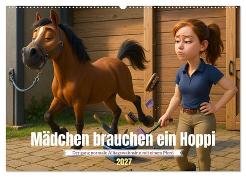 Mädchen brauchen ein Hoppi (Wandkalender 2027 DIN A2 quer), CALVENDO Monatskalender