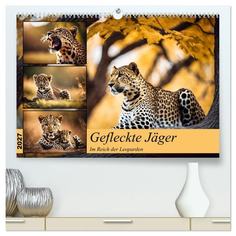 Gefleckte Jäger (hochwertiger Premium Wandkalender 2027 DIN A2 quer), Kunstdruck in Hochglanz
