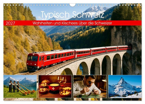 Typisch Schweiz (Wandkalender 2027 DIN A3 quer), CALVENDO Monatskalender