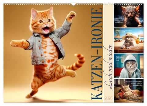 KATZEN-IRONIE Lach mal wieder (Wandkalender 2026 DIN A2 quer), CALVENDO Monatskalender