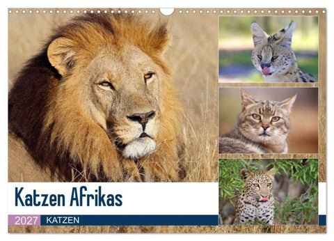 Katzen Afrikas (Wandkalender 2027 DIN A3 quer), CALVENDO Monatskalender