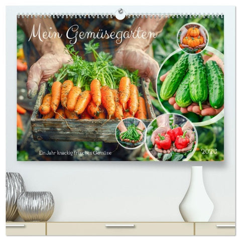 Mein Gemüsegarten - Ein Jahr knackig frisches Gemüse (hochwertiger Premium Wandkalender 2026 DIN A2 quer), Kunstdruck in Hochglanz
