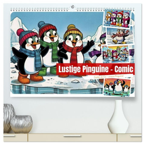 Lustige Pinguine - Comic (hochwertiger Premium Wandkalender 2027 DIN A2 quer), Kunstdruck in Hochglanz