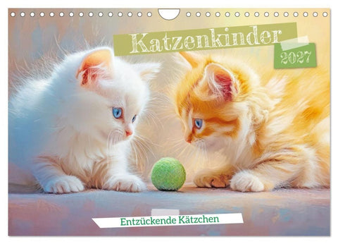 Katzenkinder - Entzückende Kätzchen (Wandkalender 2027 DIN A4 quer), CALVENDO Monatskalender