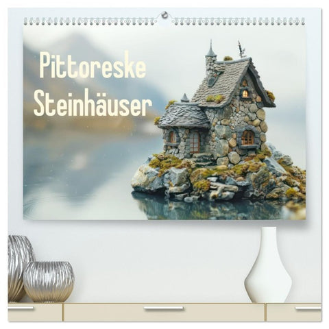 Pittoreske Steinhäuser (hochwertiger Premium Wandkalender 2026 DIN A2 quer), Kunstdruck in Hochglanz