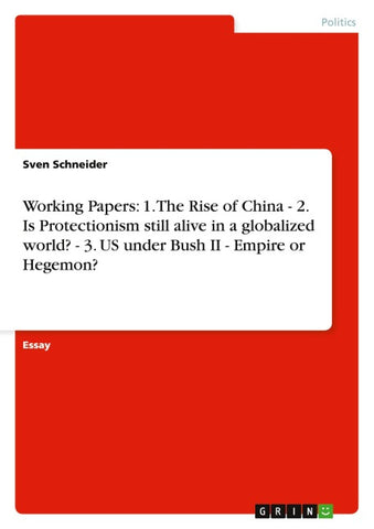 Working Papers: 1. The Rise of China  - 2. Is Protectionism still alive in a globalized world? - 3. US under Bush II - Empire or Hegemon?