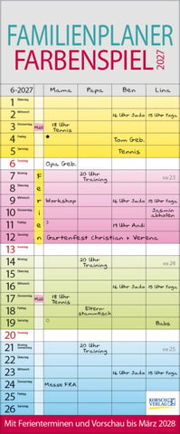 Familienplaner Farbenspiel 2027