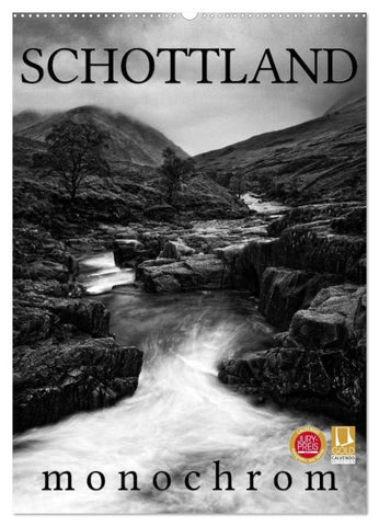 Schottland Monochrom (Wandkalender 2026 DIN A2 hoch), CALVENDO Monatskalender