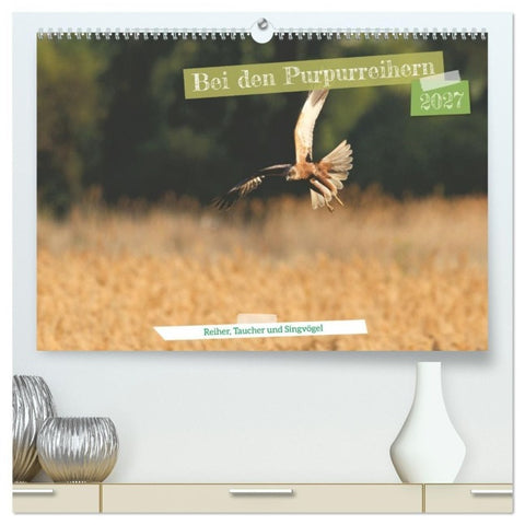 Bei den Purpurreihern (hochwertiger Premium Wandkalender 2027 DIN A2 quer), Kunstdruck in Hochglanz