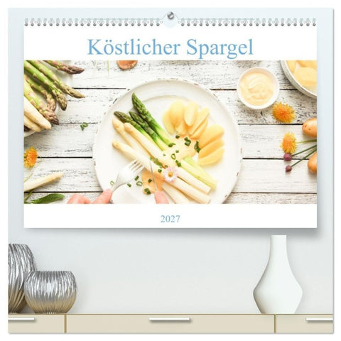 Köstlicher Spargel (hochwertiger Premium Wandkalender 2027 DIN A2 quer), Kunstdruck in Hochglanz