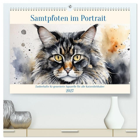 Samtpfoten im Portrait (hochwertiger Premium Wandkalender 2027 DIN A2 quer), Kunstdruck in Hochglanz