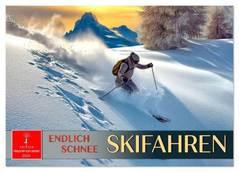 Skifahren - endlich Schnee (Wandkalender 2026 DIN A2 quer), CALVENDO Monatskalender