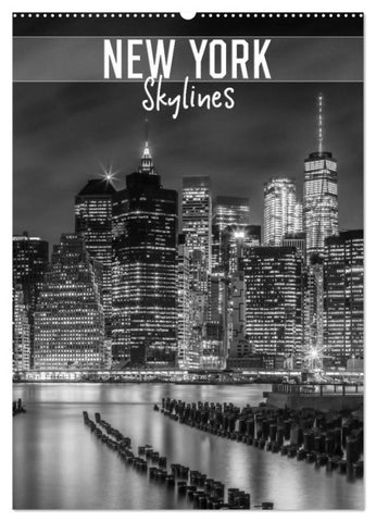 NEW YORK Skylines (Wandkalender 2027 DIN A2 hoch), CALVENDO Monatskalender