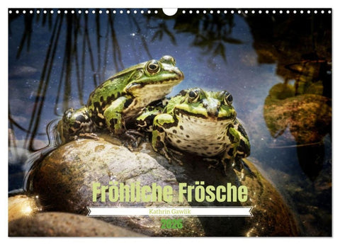 Fröhliche Frösche (Wandkalender 2026 DIN A3 quer), CALVENDO Monatskalender
