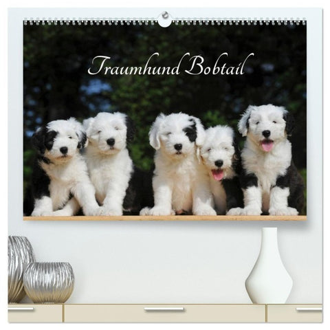 Traumhund Bobtail (hochwertiger Premium Wandkalender 2027 DIN A2 quer), Kunstdruck in Hochglanz