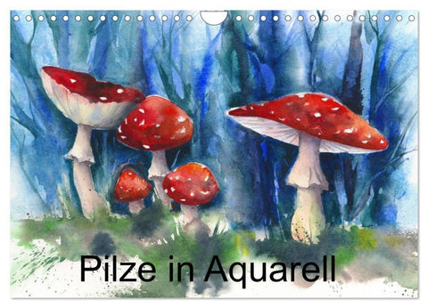 Pilze in Aquarell (Wandkalender 2026 DIN A4 quer), CALVENDO Monatskalender