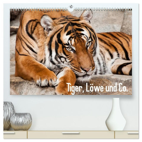 Tiger, Löwe und Co. (hochwertiger Premium Wandkalender 2026 DIN A2 quer), Kunstdruck in Hochglanz