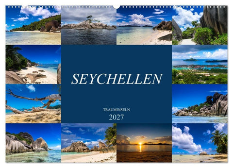 Trauminseln Seychellen (Wandkalender 2027 DIN A2 quer), CALVENDO Monatskalender