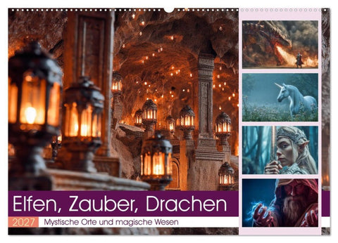 Elfen, Zauber, Drachen (Wandkalender 2027 DIN A2 quer), CALVENDO Monatskalender